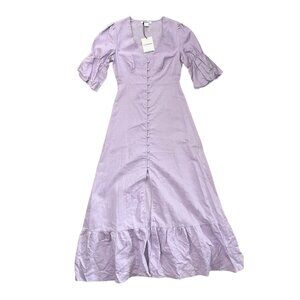Glamorous Cottagecore Button Front Maxi Dress Lilac‎ Purple Size 6 NWT Milkmaid